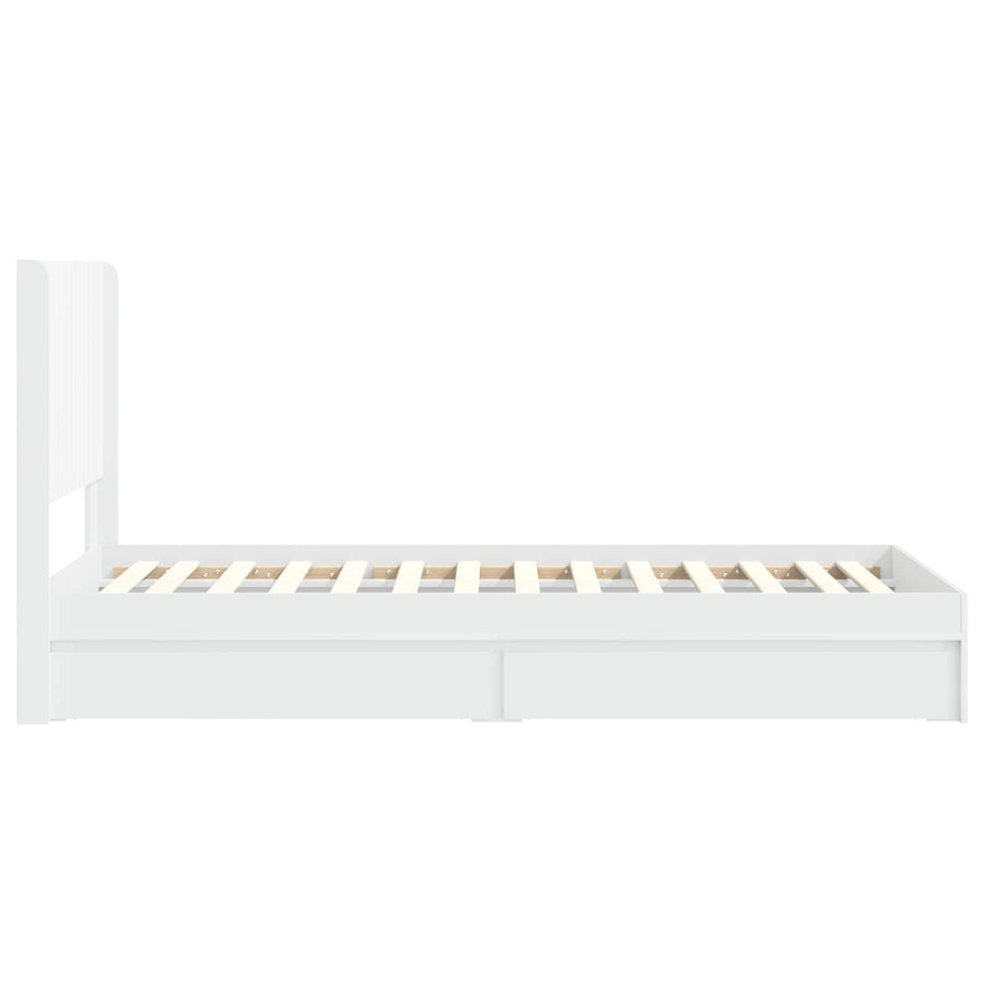Bed Frame with Storage and Headboard White 90 x 190 cm