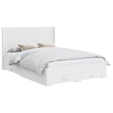 Bed Frame with Storage and Headboard White 150 x 200 cm - Front View