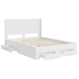 Bed Frame with Storage and Headboard White 150 x 200 cm