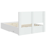 Bed Frame with Storage and Headboard White 150 x 200 cm - Low Angle