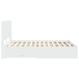 Bed Frame with Storage and Headboard White 150 x 200 cm - Close-Up Angle