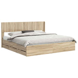 Bed Frame with Storage and Headboard Sonoma Oak 180 x 200 cm - Front View