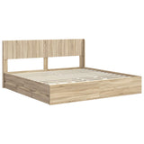 Bed Frame with Storage and Headboard Sonoma Oak 180 x 200 cm - Top-Down View