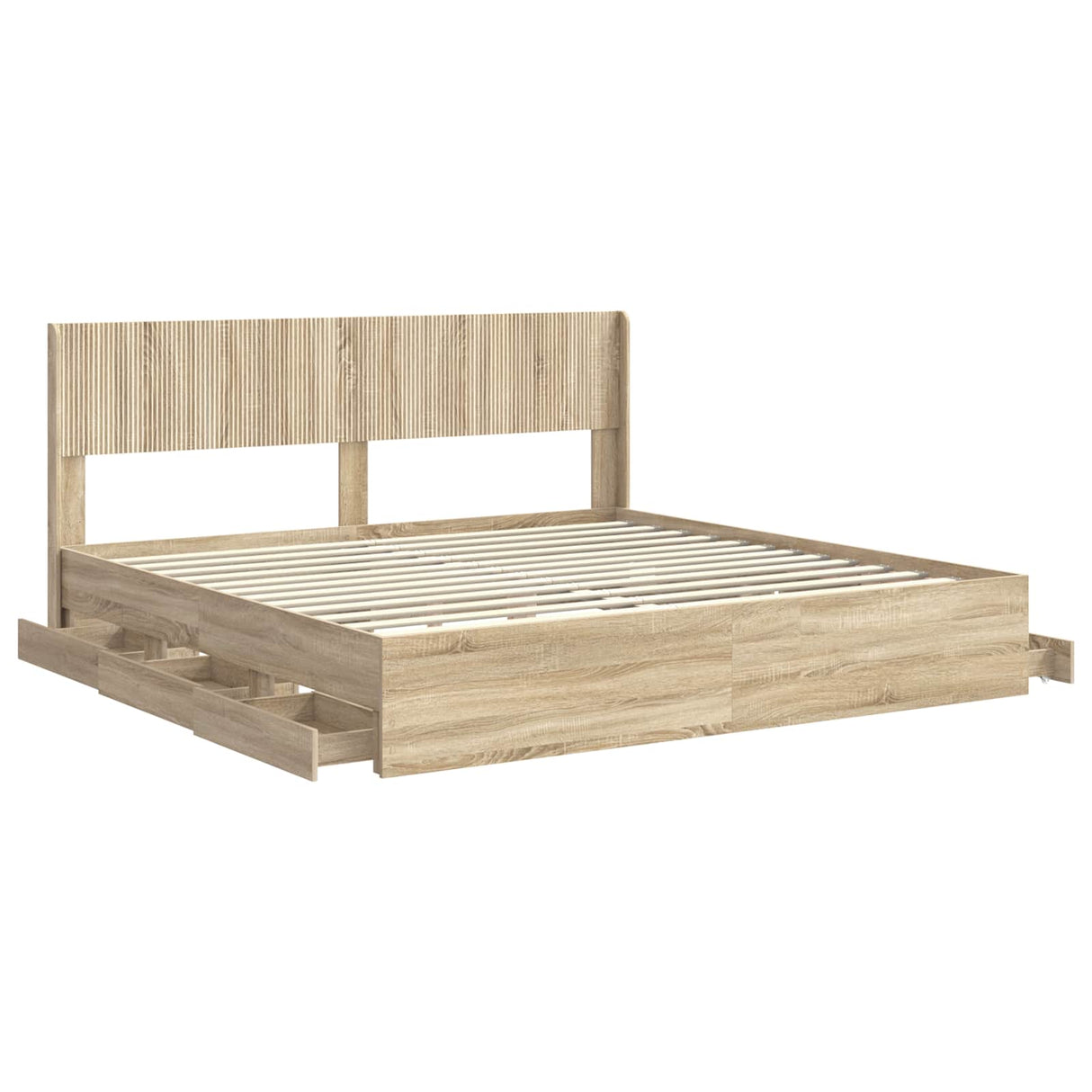 Bed Frame with Storage and Headboard Sonoma Oak 180 x 200 cm