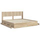 Bed Frame with Storage and Headboard Sonoma Oak 180 x 200 cm - 45-Degree Angle