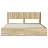 Bed Frame with Storage and Headboard Sonoma Oak 180 x 200 cm