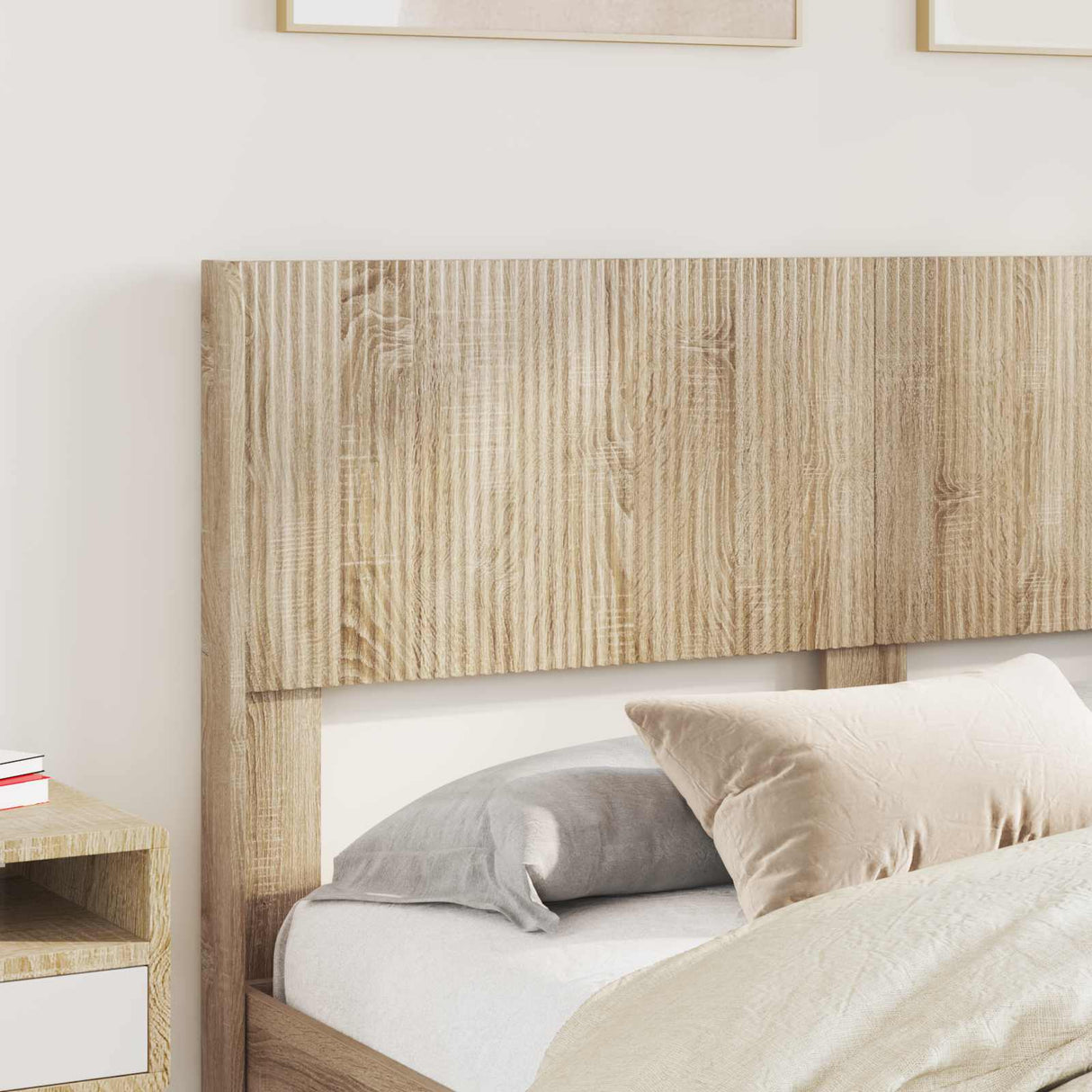 Bed Frame with Storage and Headboard Sonoma Oak 135 x 190 cm