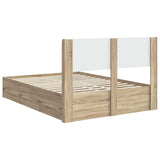 Bed Frame with Storage and Headboard Sonoma Oak 135 x 190 cm - Low Angle