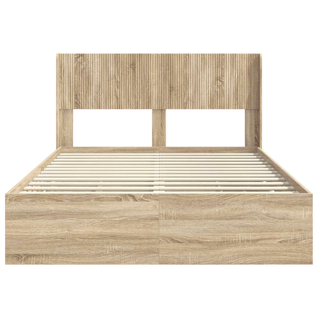 Bed Frame with Storage and Headboard Sonoma Oak 135 x 190 cm