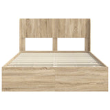 Bed Frame with Storage and Headboard Sonoma Oak 135 x 190 cm - Rear View