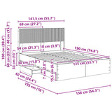 Bed Frame with Storage and Headboard Sonoma Oak 135 x 190 cm