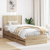 Bed Frame with Storage and Headboard Sonoma Oak 90 x 190 cm