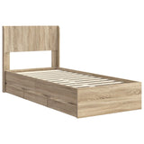 Bed Frame with Storage and Headboard Sonoma Oak 90 x 190 cm