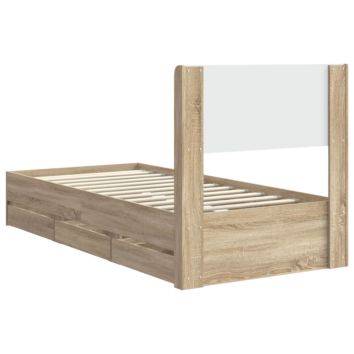 Bed Frame with Storage and Headboard Sonoma Oak 90 x 190 cm