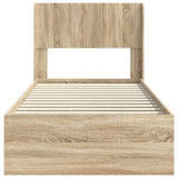 Bed Frame with Storage and Headboard Sonoma Oak 90 x 190 cm - Rear View