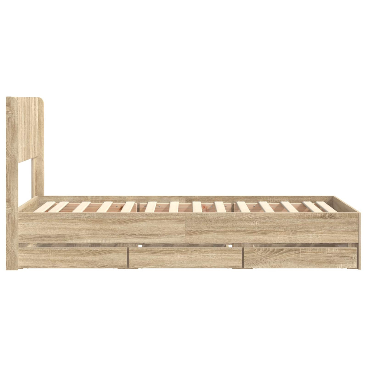 Bed Frame with Storage and Headboard Sonoma Oak 90 x 190 cm