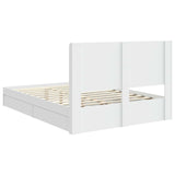 Bed Frame with Storage and Headboard White 150 x 200 cm - Low Angle