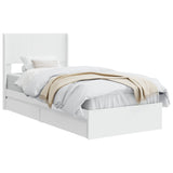 Bed Frame with Storage and Headboard White 90 x 190 cm - Front View