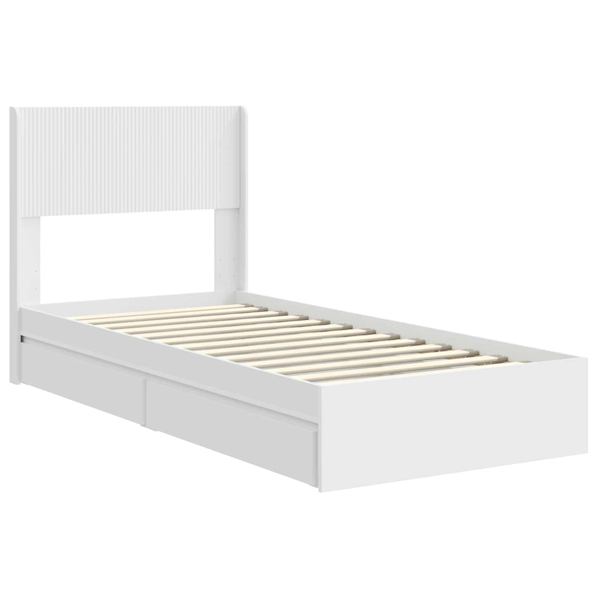 Bed Frame with Storage and Headboard White 90 x 190 cm