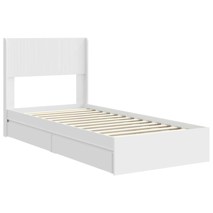 Bed Frame with Storage and Headboard White 90 x 190 cm