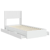 Bed Frame with Storage and Headboard White 90 x 190 cm - 45-Degree Angle