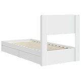 Bed Frame with Storage and Headboard White 90 x 190 cm - Low Angle