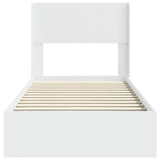 Bed Frame with Storage and Headboard White 90 x 190 cm - Rear View