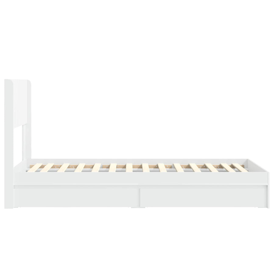 Bed Frame with Storage and Headboard White 90 x 190 cm