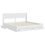 Bed Frame with Storage and Headboard White Engineered Wood - Top-Down View