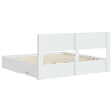 Bed Frame with Storage and Headboard White Engineered Wood - Close-Up Angle