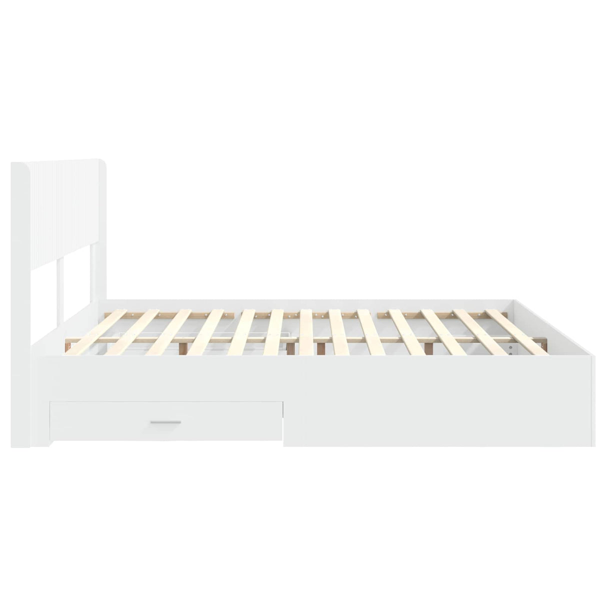 Bed Frame with Storage and Headboard White Engineered Wood