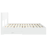 Bed Frame with Storage and Headboard White Engineered Wood