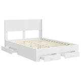 Bed Frame with Storage and Headboard White 150 x 200 cm - Top-Down View