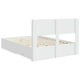 Bed Frame with Storage and Headboard White 150 x 200 cm - Close-Up Angle