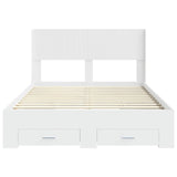 Bed Frame with Storage and Headboard White 150 x 200 cm