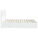 Bed Frame with Storage and Headboard White 150 x 200 cm - Rear View