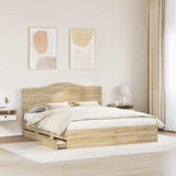 Bed Frame with Drawer Sonoma Oak 180 x 200 cm Engineered Wood - Side View