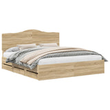 Bed Frame with Drawer Sonoma Oak 180 x 200 cm Engineered Wood - Front View