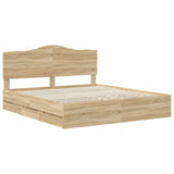 Bed Frame with Drawer Sonoma Oak 180 x 200 cm Engineered Wood - Top-Down View