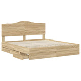 Bed Frame with Drawer Sonoma Oak 180 x 200 cm Engineered Wood - 45-Degree Angle