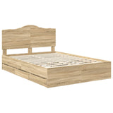 Bed Frame with Drawer Sonoma Oak 150 x 200 cm Engineered Wood - Top-Down View