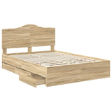 Bed Frame with Drawer Sonoma Oak 150 x 200 cm Engineered Wood - 45-Degree Angle