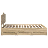 Bed Frame with Drawer Sonoma Oak 150 x 200 cm Engineered Wood - Extra Image