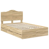 Bed Frame with Drawer Sonoma Oak 135 x 190 cm Engineered Wood - Top-Down View
