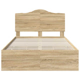 Bed Frame with Drawer Sonoma Oak 135 x 190 cm Engineered Wood - Low Angle