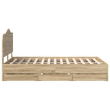 Bed Frame with Drawer Sonoma Oak 135 x 190 cm Engineered Wood - Extra Image