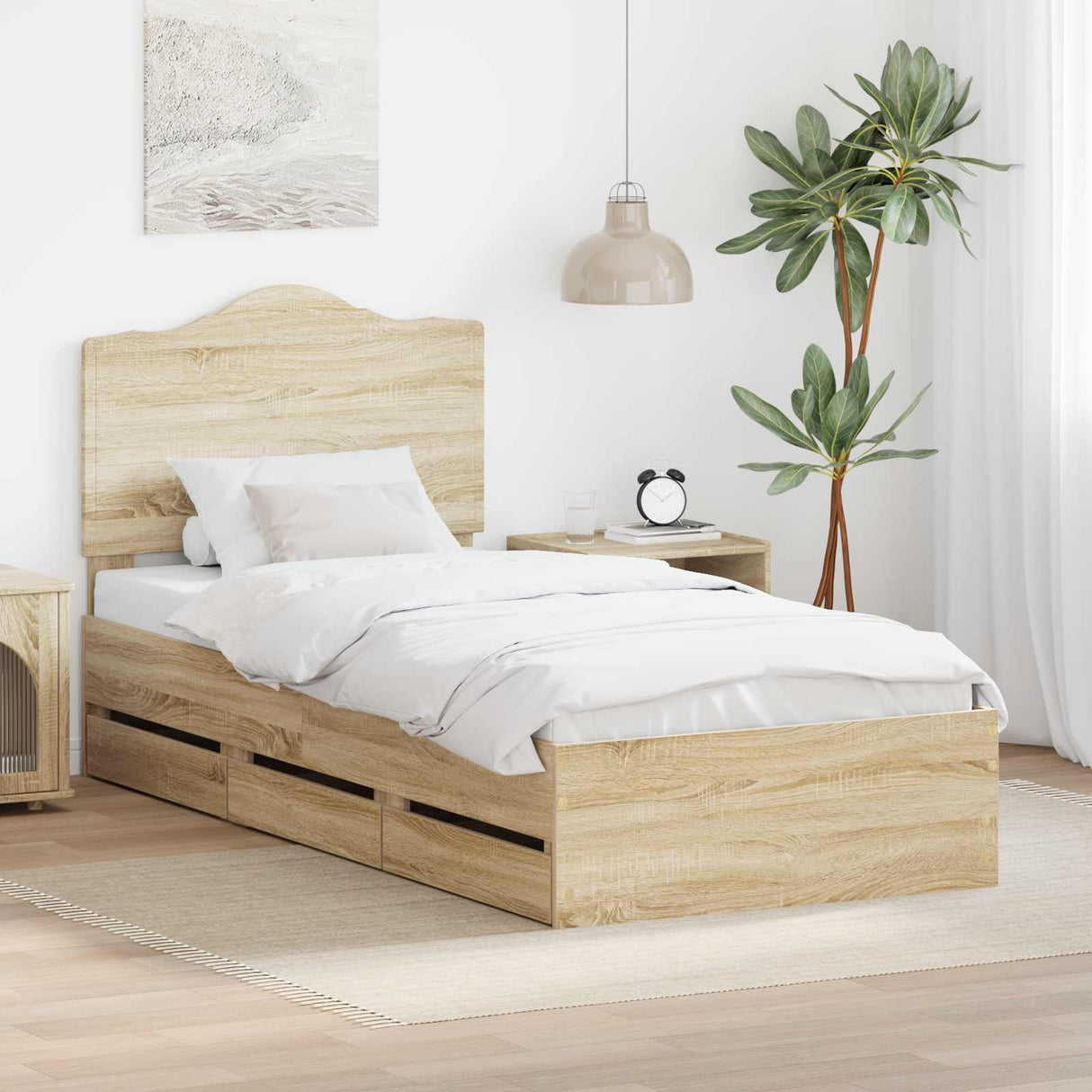 Bed Frame with Drawer Sonoma Oak 90 x 190 cm Engineered Wood