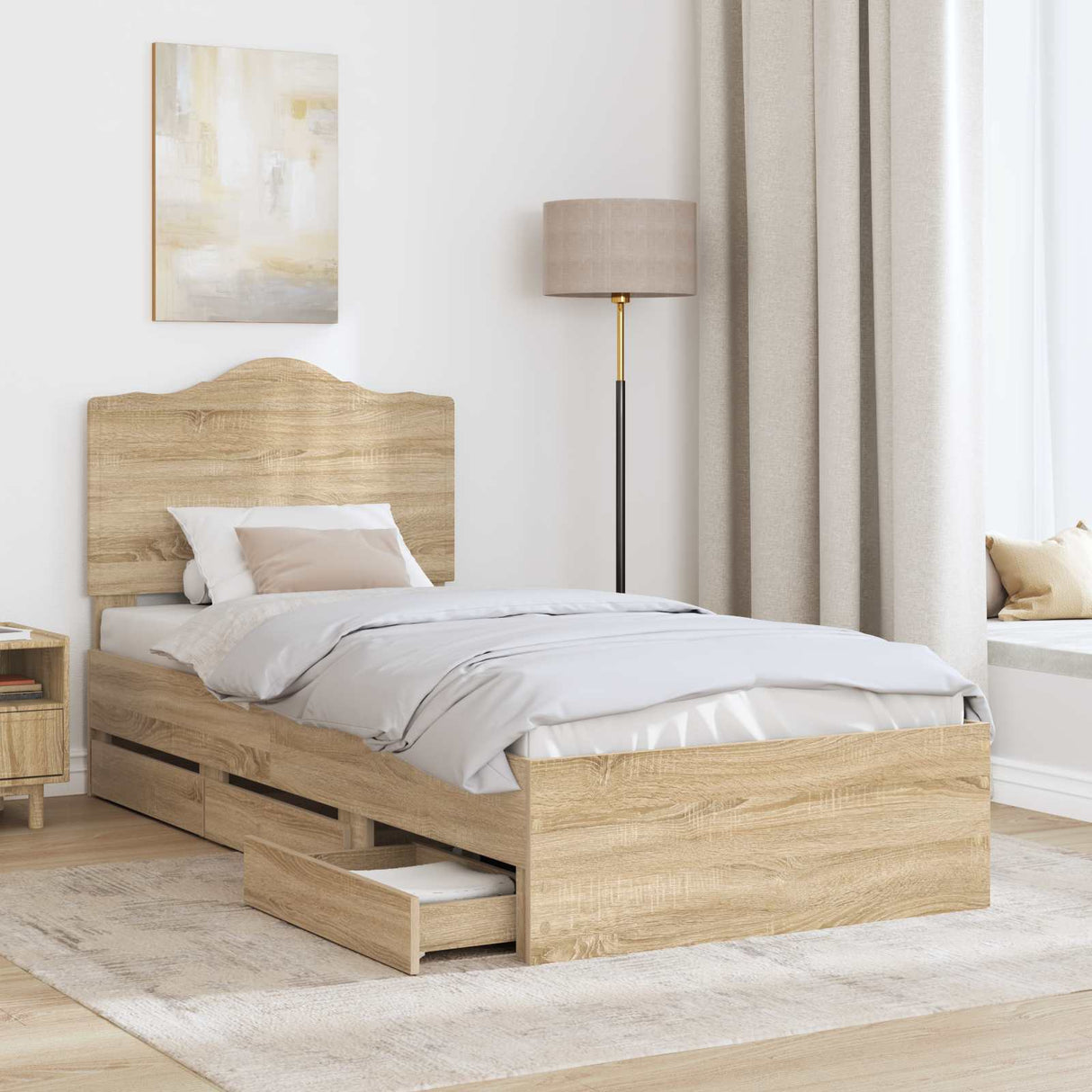 Bed Frame with Drawer Sonoma Oak 90 x 190 cm Engineered Wood