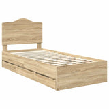 Bed Frame with Drawer Sonoma Oak 90 x 190 cm Engineered Wood - Top-Down View