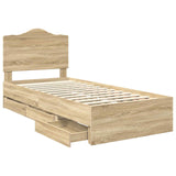 Bed Frame with Drawer Sonoma Oak 90 x 190 cm Engineered Wood - 45-Degree Angle